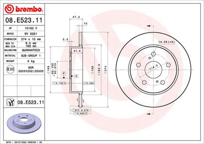 Brake Disc BREMBO 08.E523.11