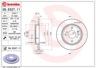 Brake Disc BREMBO 08.E527.11