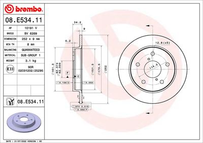 Brake Disc BREMBO 08.E534.11