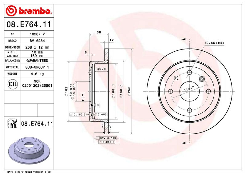 BREMBO 08.E764.11 Brake Disc