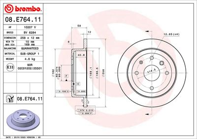 Brake Disc BREMBO 08.E764.11