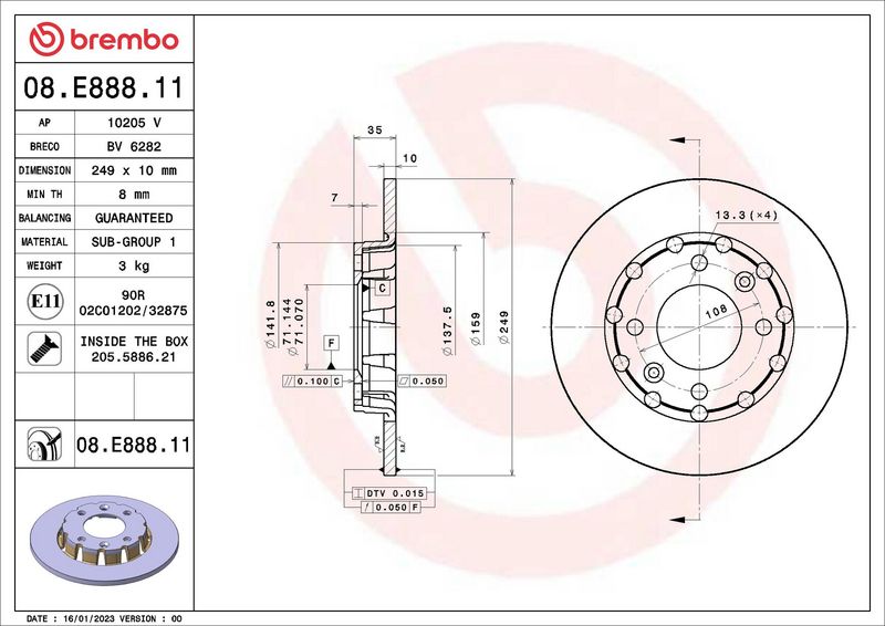 BREMBO 08.E888.11 Brake Disc