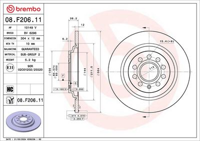 Brake Disc BREMBO 08.F206.11