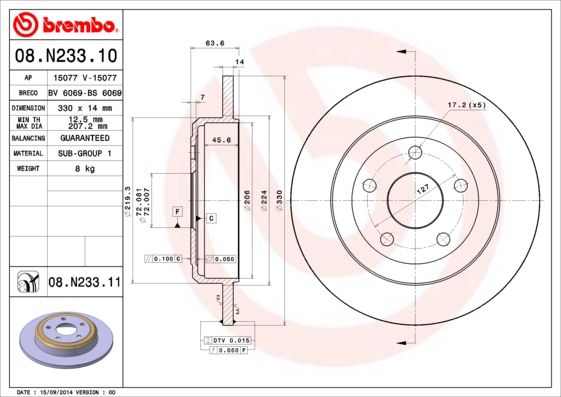 BREMBO 08.N233.11 Brake Disc