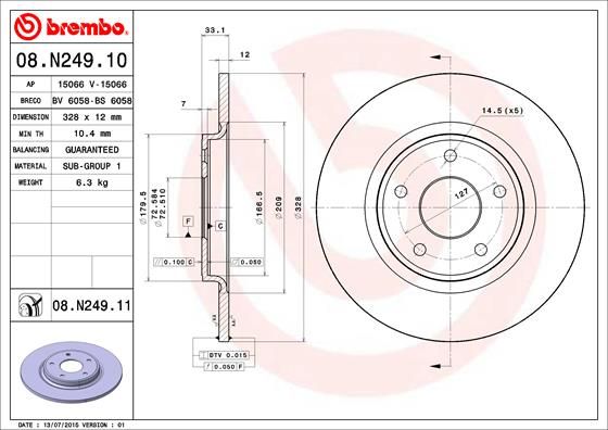BREMBO 08.N249.10 Brake Disc