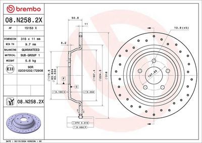 Brake Disc BREMBO 08.N258.2X