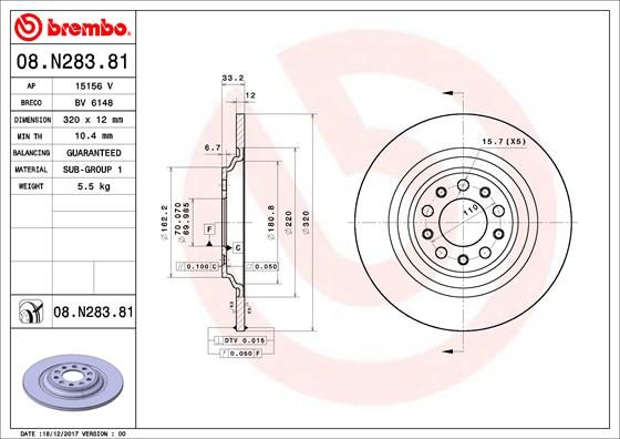 BREMBO 08.N283.81 Brake Disc