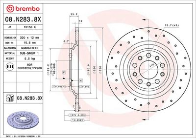 Brake Disc BREMBO 08.N283.8X