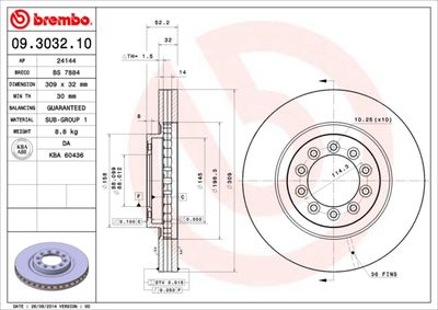 Brake Disc BREMBO 09.3032.10