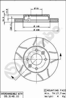 BREMBO 09.3148.75 Brake Disc