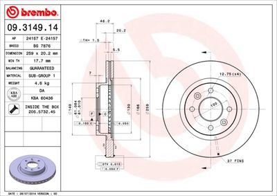 Brake Disc BREMBO 09.3149.14