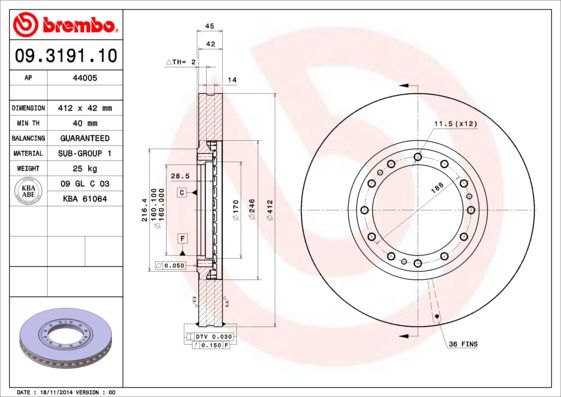 BREMBO 09.3191.10 Brake Disc