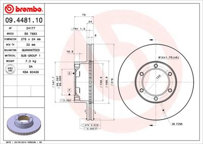 Brake Disc BREMBO 09.4481.10