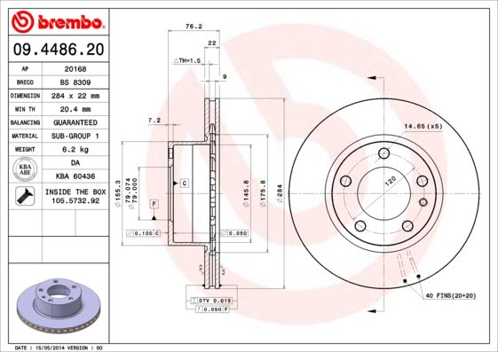 BREMBO 09.4486.20 Brake Disc