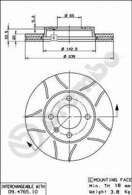 BREMBO 09.4765.75 Brake Disc