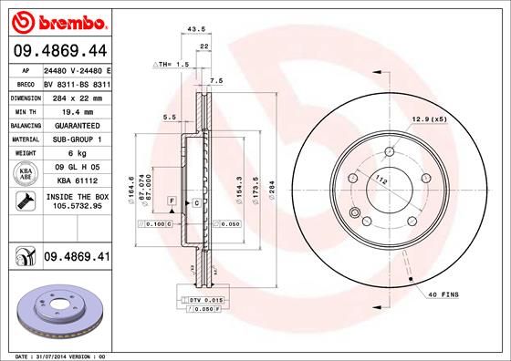 BREMBO 09.4869.41 Brake Disc