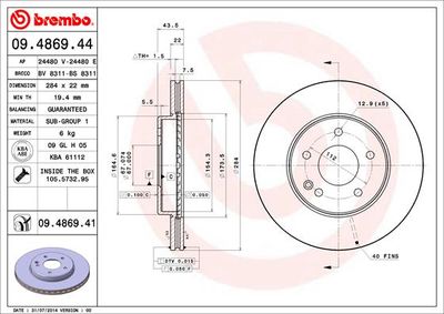 Brake Disc BREMBO 09.4869.44