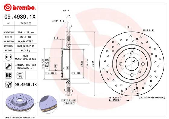 BREMBO 09.4939.1X Brake Disc