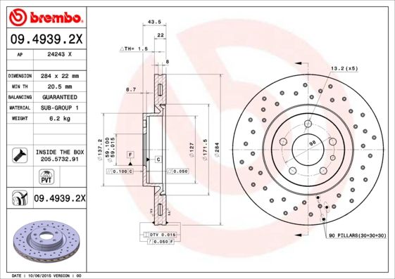 BREMBO 09.4939.2X Brake Disc