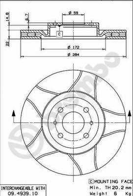 BREMBO 09.4939.75 Brake Disc