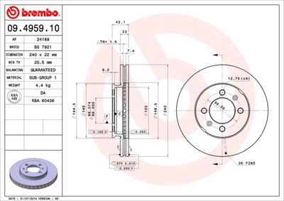 Brake Disc BREMBO 09.4959.10