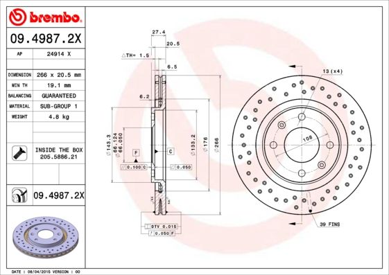 BREMBO 09.4987.2X Brake Disc