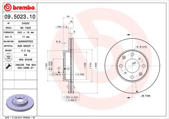 BREMBO 09.5023.10 Brake Disc