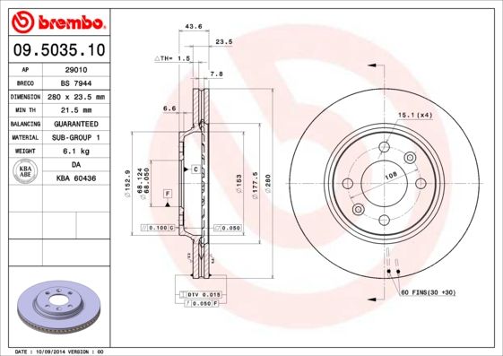 BREMBO 09.5035.10 Brake Disc