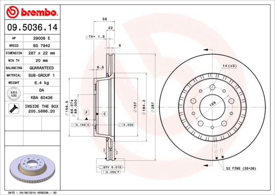 BREMBO 09.5036.14 Brake Disc