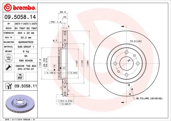 BREMBO 09.5058.11 Brake Disc