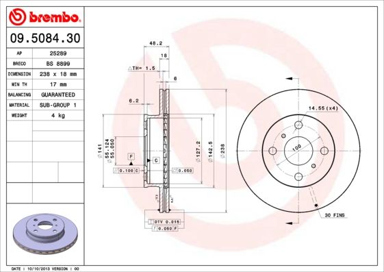 BREMBO 09.5084.30 Brake Disc