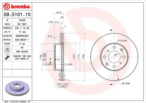 BREMBO 09.5101.10 Brake Disc