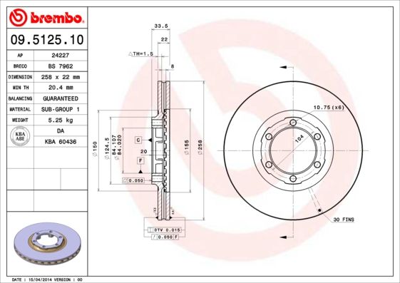 BREMBO 09.5125.10 Brake Disc