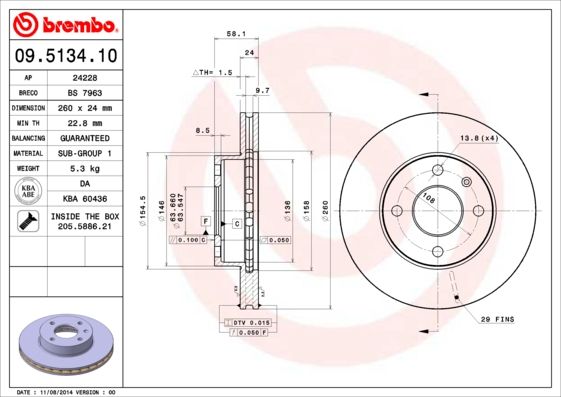 BREMBO 09.5134.10 Brake Disc