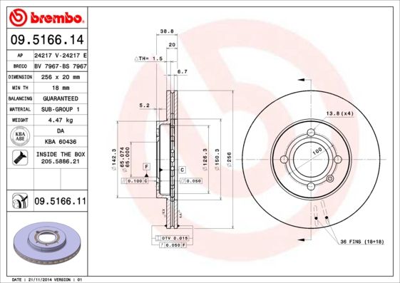 BREMBO 09.5166.11 Brake Disc