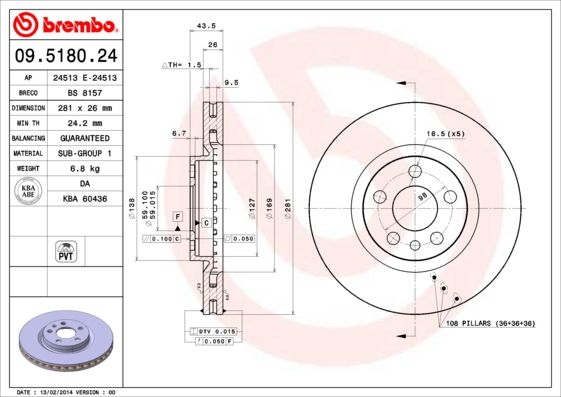 BREMBO 09.5180.24 Brake Disc