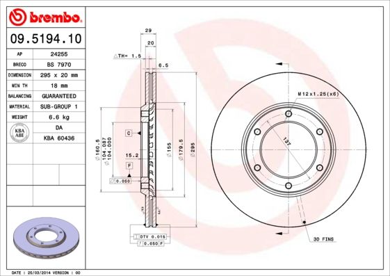 BREMBO 09.5194.10 Brake Disc