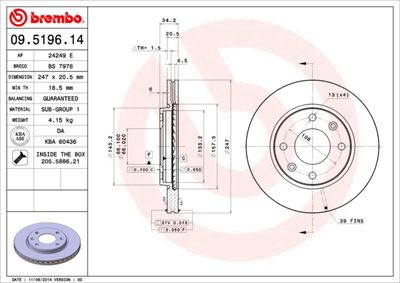 Brake Disc BREMBO 09.5196.11