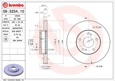 Brake Disc BREMBO 09.5254.10