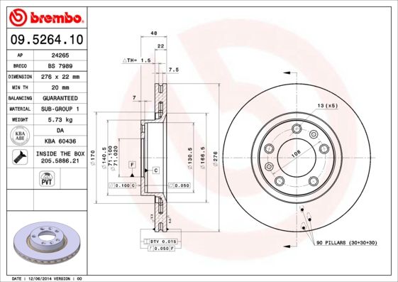 BREMBO 09.5264.10 Brake Disc