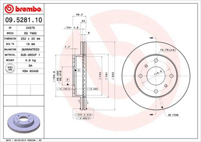 Brake Disc BREMBO 09.5281.10