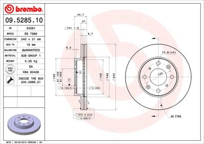 Brake Disc BREMBO 09.5285.11