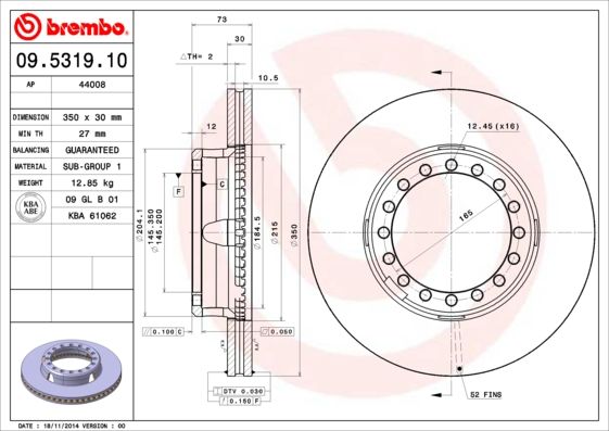 BREMBO 09.5319.10 Brake Disc