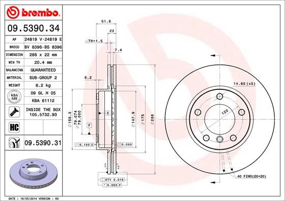 BREMBO 09.5390.31 Brake Disc