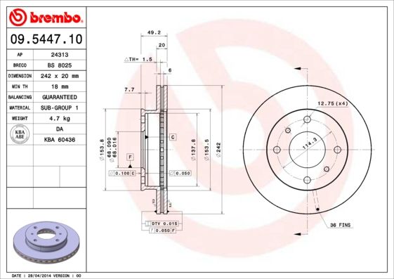 BREMBO 09.5447.10 Brake Disc