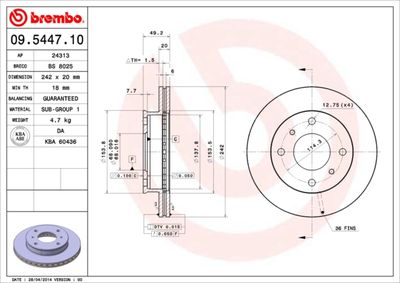 Brake Disc BREMBO 09.5447.10