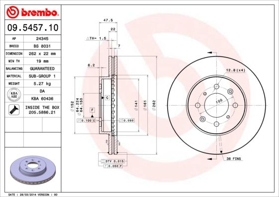 BREMBO 09.5457.10 Brake Disc