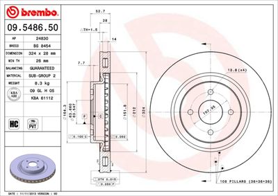 Brake Disc BREMBO 09.5486.50