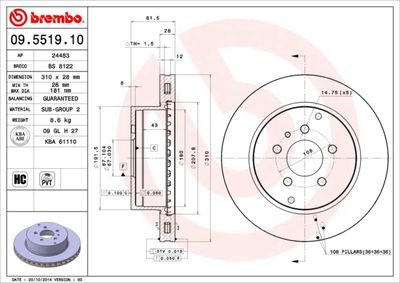 Brake Disc BREMBO 09.5519.10