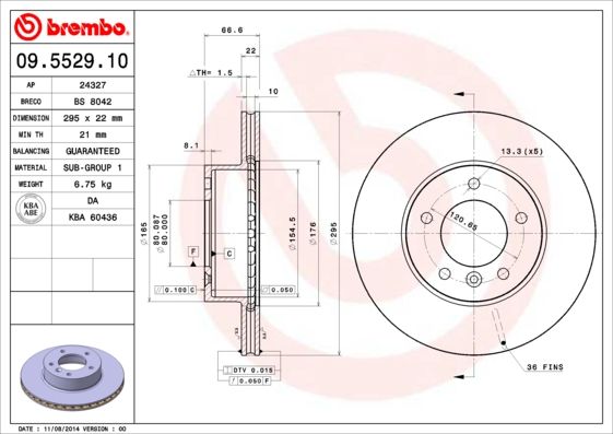 BREMBO 09.5529.10 Brake Disc